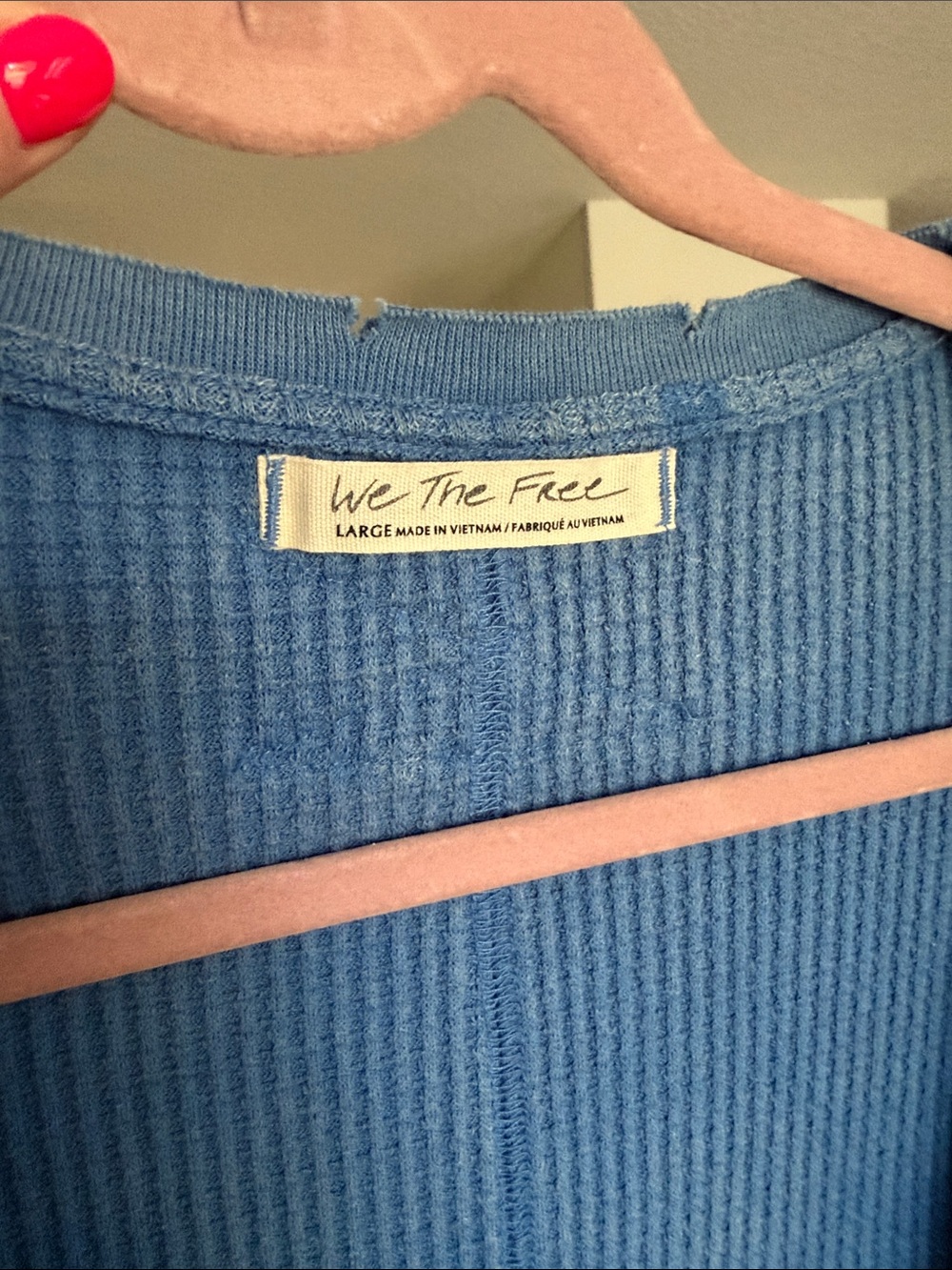 We The Free Blue Waffle Knit Oversized Boho Hipster Long Sleeve Top - Picture 6 of 8